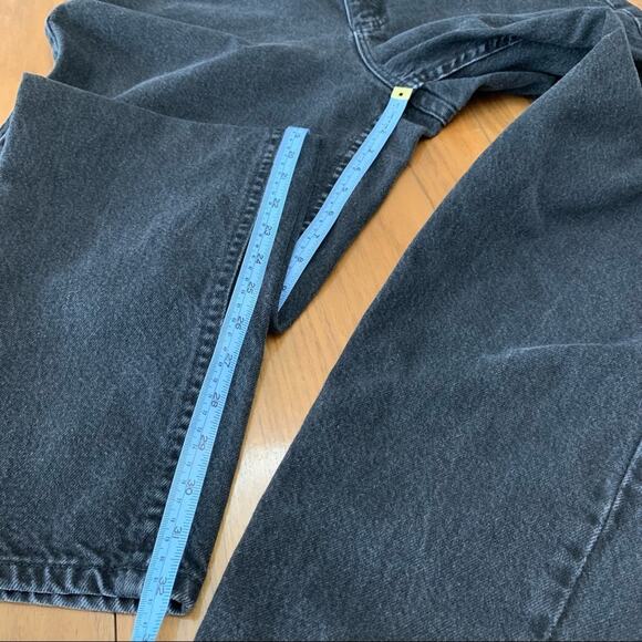 Vintage Lee Jeans 14 Long Black Tapered High Waist Union Made - Picture 11 of 14